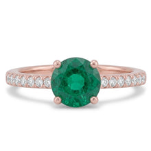 14K Rose Gold Green Emerald And Natural Earth Mined Diamonds 3.20 Carats Engagement Ring New