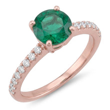 14K Rose Gold Green Emerald And Natural Earth Mined Diamonds 3.20 Carats Engagement Ring New