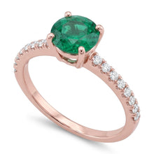 14K Rose Gold Green Emerald And Natural Earth Mined Diamonds 3.20 Carats Engagement Ring New