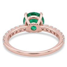 14K Rose Gold Green Emerald And Natural Earth Mined Diamonds 3.20 Carats Engagement Ring New