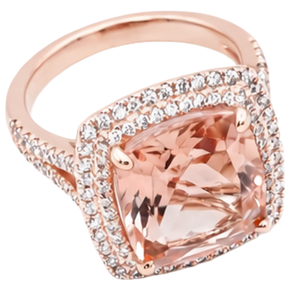 14K Rose Gold Morganite And Real Natural Earth Mined Diamond 10.25 Ct Ring New