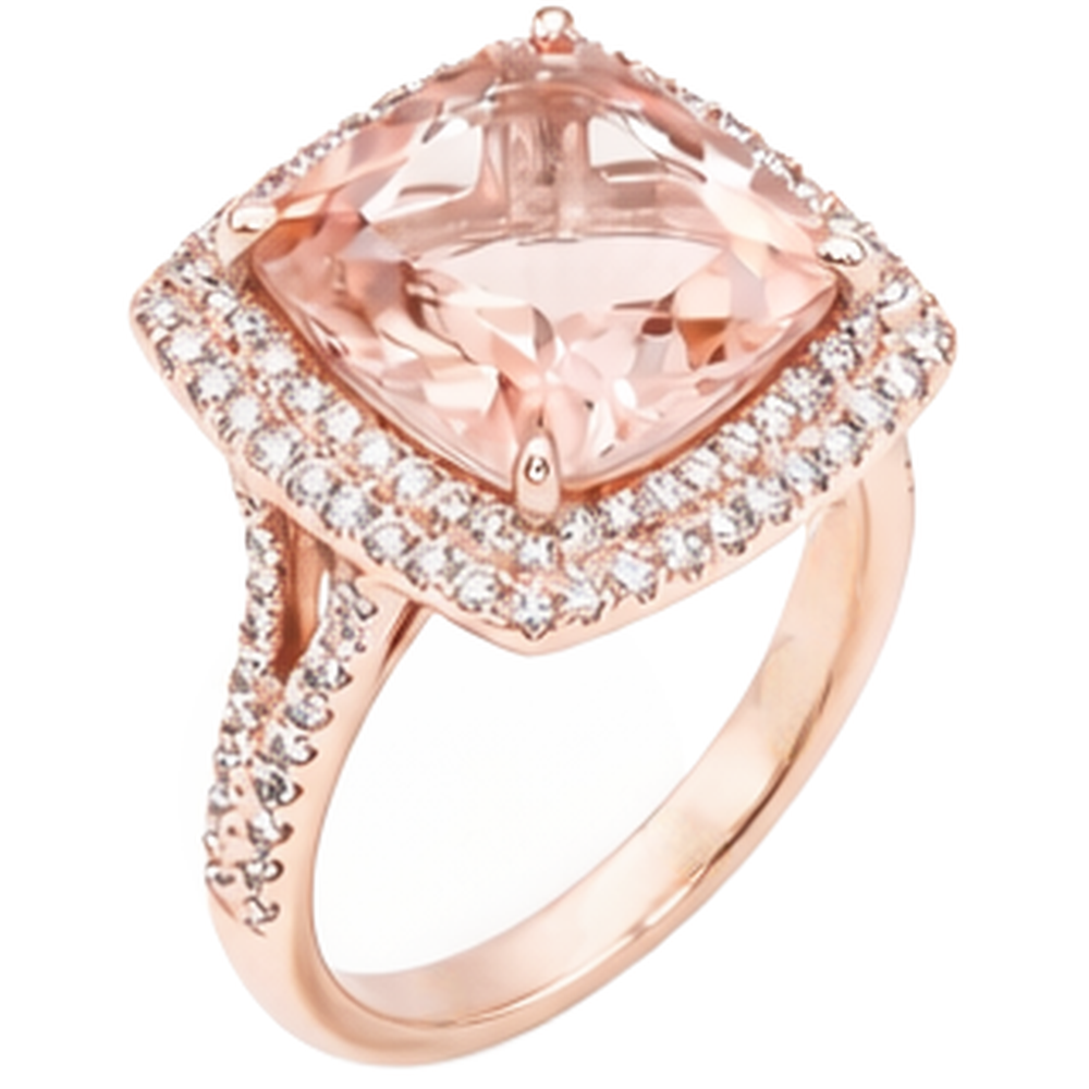 14K Rose Gold Morganite And Real Natural Earth Mined Diamond 10.25 Ct Ring New