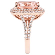 14K Rose Gold Morganite And Real Natural Earth Mined Diamond 10.25 Ct Ring New