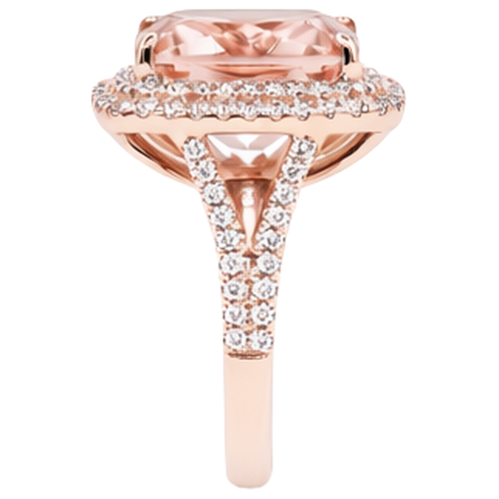 14K Rose Gold Morganite And Real Natural Earth Mined Diamond 10.25 Ct Ring New