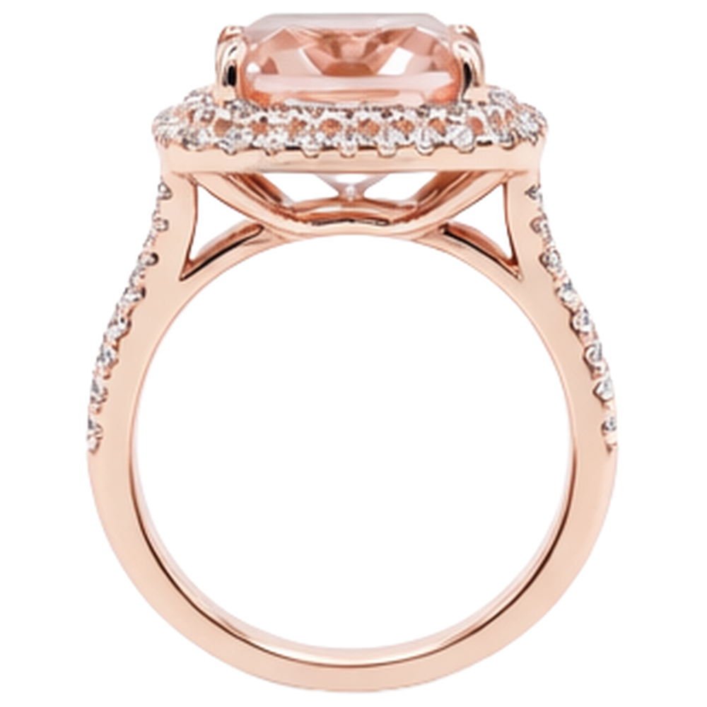 14K Rose Gold Morganite And Real Natural Earth Mined Diamond 10.25 Ct Ring New