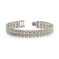 14K Two Tone Gold Natural Diamond Men Bracelet New Jewelry 2.50 Carats