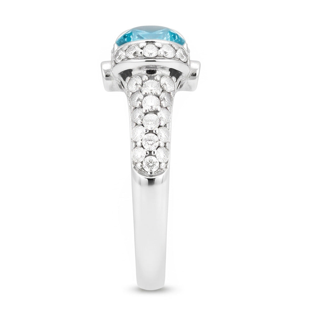 14K White Gold 1.25 Ct Blue Genuine Natural Earth Mined DIAMOND ( NOT LAB GROWN ) Fancy Gemstone Ring Jewellery New