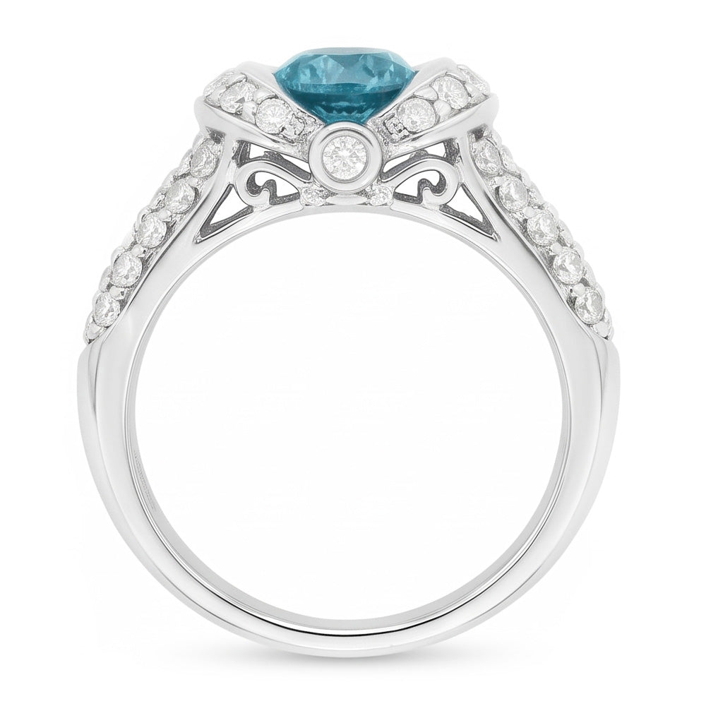 14K White Gold 1.25 Ct Blue Genuine Natural Earth Mined DIAMOND ( NOT LAB GROWN ) Fancy Gemstone Ring Jewellery New