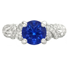 14K White Gold 1.90 Ct Round Cut Ceylon Sapphire Natural Earth Mined DIAMOND ( NOT LAB GROWN )s Ring New