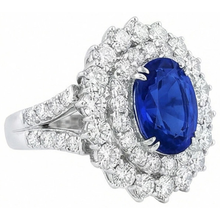 14K White Gold 10 Ct. Cushion Sapphire And Round Natural Earth Mined Diamonds Ring