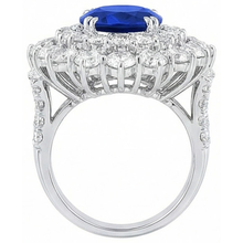 14K White Gold 10 Ct. Cushion Sapphire And Round Natural Earth Mined Diamonds Ring