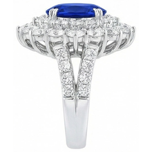 14K White Gold 10 Ct. Cushion Sapphire And Round Natural Earth Mined Diamonds Ring