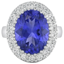 14K White Gold 15 Ct Big Tanzanite And Small Natural Earth Mined Diamonds Ring New