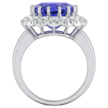 14K White Gold 15 Ct Big Tanzanite And Small Natural Earth Mined Diamonds Ring New