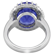 14K White Gold 15 Ct Big Tanzanite And Small Natural Earth Mined Diamonds Ring New