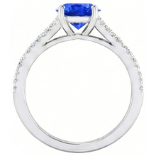 14K White Gold 3.20 Carats Sri Lankan Sapphire And Natural Earth Mined DIAMOND ( NOT LAB GROWN )s Ring