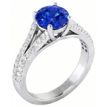 14K White Gold 3.20 Carats Sri Lankan Sapphire And Natural Earth Mined DIAMOND ( NOT LAB GROWN )s Ring