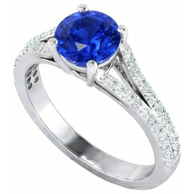 14K White Gold 3.20 Carats Sri Lankan Sapphire And Natural Earth Mined DIAMOND ( NOT LAB GROWN )s Ring