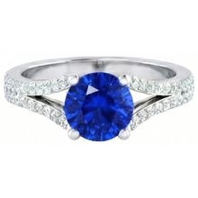 14K White Gold 3.20 Carats Sri Lankan Sapphire And Natural Earth Mined DIAMOND ( NOT LAB GROWN )s Ring