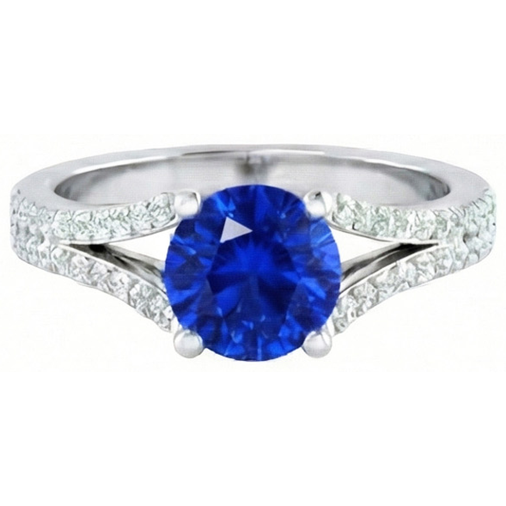 14K White Gold 3.20 Carats Sri Lankan Sapphire And Natural Earth Mined DIAMOND ( NOT LAB GROWN )s Ring