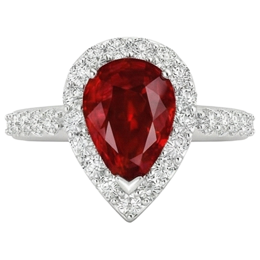 natural round ruby 3.80ct ring front view