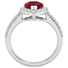 natural round ruby 3.80ct ring profile view