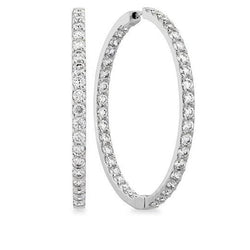 14K White Gold 3.60 Carats Round Cut Real Diamonds Women Hoop Earrings New