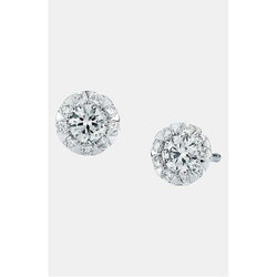 14K White Gold 4 Carats Brilliant Cut Real Diamond Stud Halo Earrings New