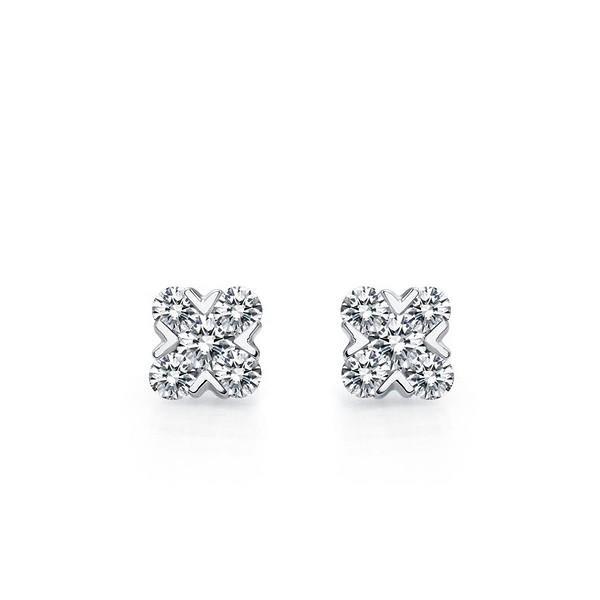 14K White Gold 4 Carats Round Cut Real Diamonds Studs Earrings New