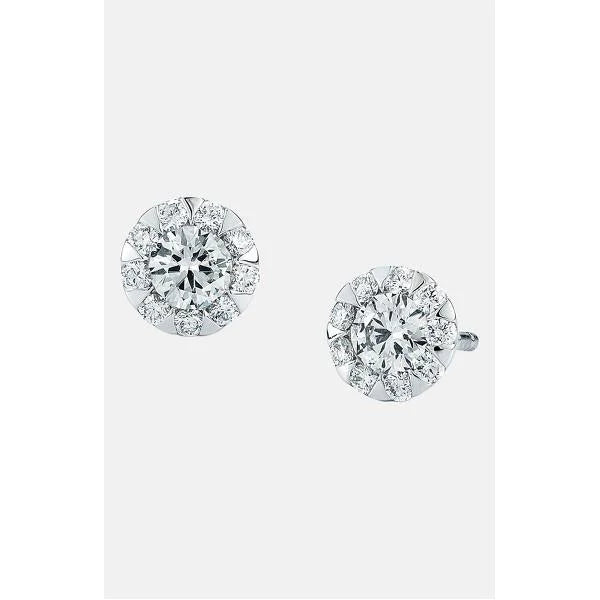 14K White Gold 4.00 Carats Brilliant Cut Real Diamonds Studs Earrings New