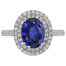14K White Gold 7.25 Carats Tanzanite With Natural Earth Mined Diamonds Ring