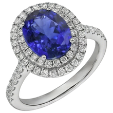 14K White Gold 7.25 Carats Tanzanite With Natural Earth Mined Diamonds Ring