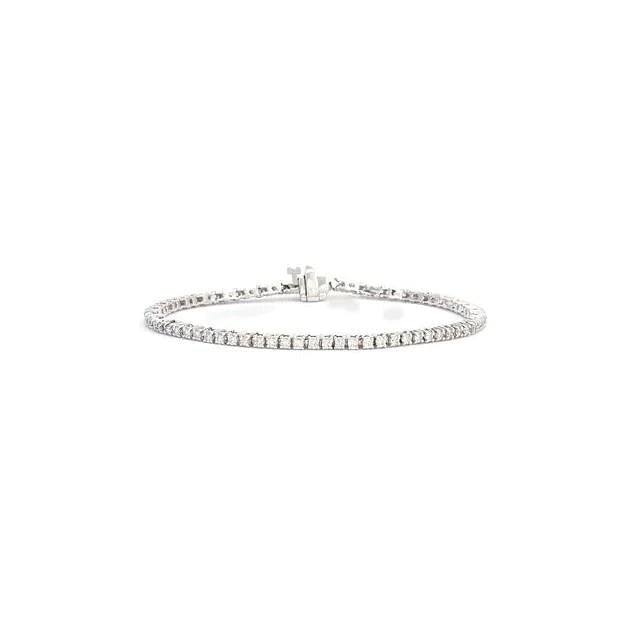 14K White Gold 9 Carats Round Cut Natural Diamond Tennis Bracelet Jewelry