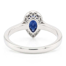 14K White Gold Antique Blue Sapphire Gemstone Ring 1 ct