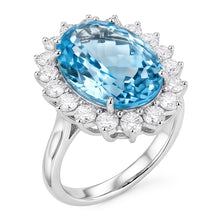14K White Gold Aquamarine With Natural Earth Mined Diamonds 9 Ct Engagement Ring