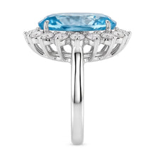 14K White Gold Aquamarine With Natural Earth Mined Diamonds 9 Ct Engagement Ring