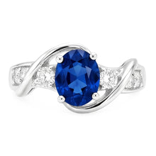 14K White Gold Ceylon Sapphire With Natural Earth Mined Diamond Wedding Ring 1.25 Ct