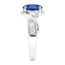 14K White Gold Ceylon Sapphire With Natural Earth Mined Diamond Wedding Ring 1.25 Ct
