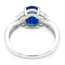 14K White Gold Ceylon Sapphire With Natural Earth Mined Diamond Wedding Ring 1.25 Ct