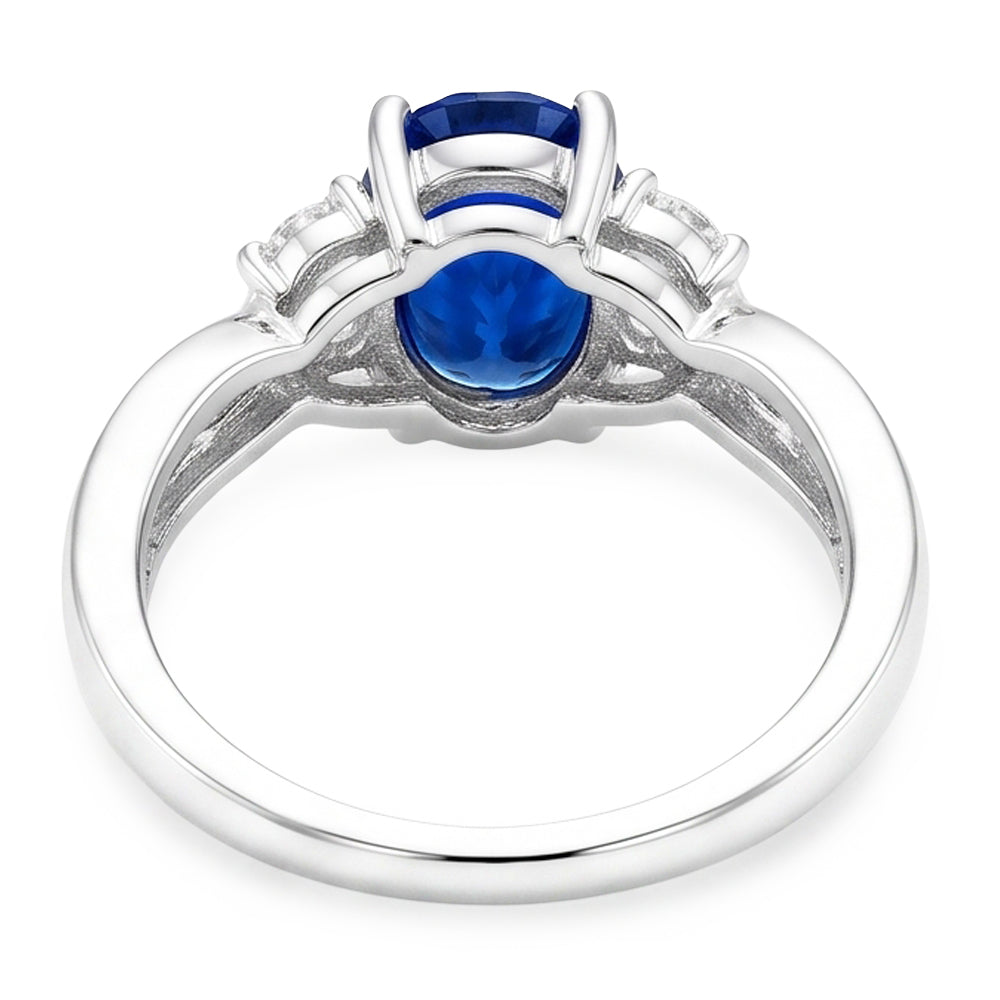 14K White Gold Ceylon Sapphire With Natural Earth Mined Diamond Wedding Ring 1.25 Ct