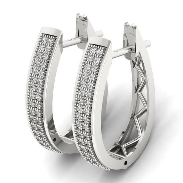 14K White Gold F Vvs1 3.40 Ct Round Cut Diamonds Ladies Hoop Earrings