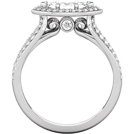 14K White Gold Genuine Marquise Halo Styled Engagement Ring 