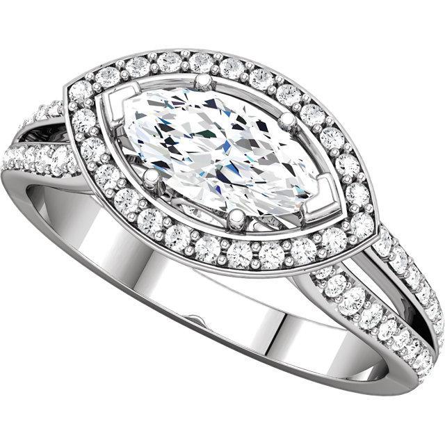 14K White Gold Genuine Marquise Engagement Ring 1.75 Carats