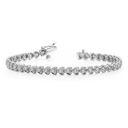 14K White Gold Genuine Prong Set 6 Carats Diamond Heart Style Bracelet