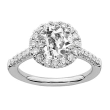14K White Gold Halo Ring Old Mine Cut Real Diamond Jewelry 4 Carats
