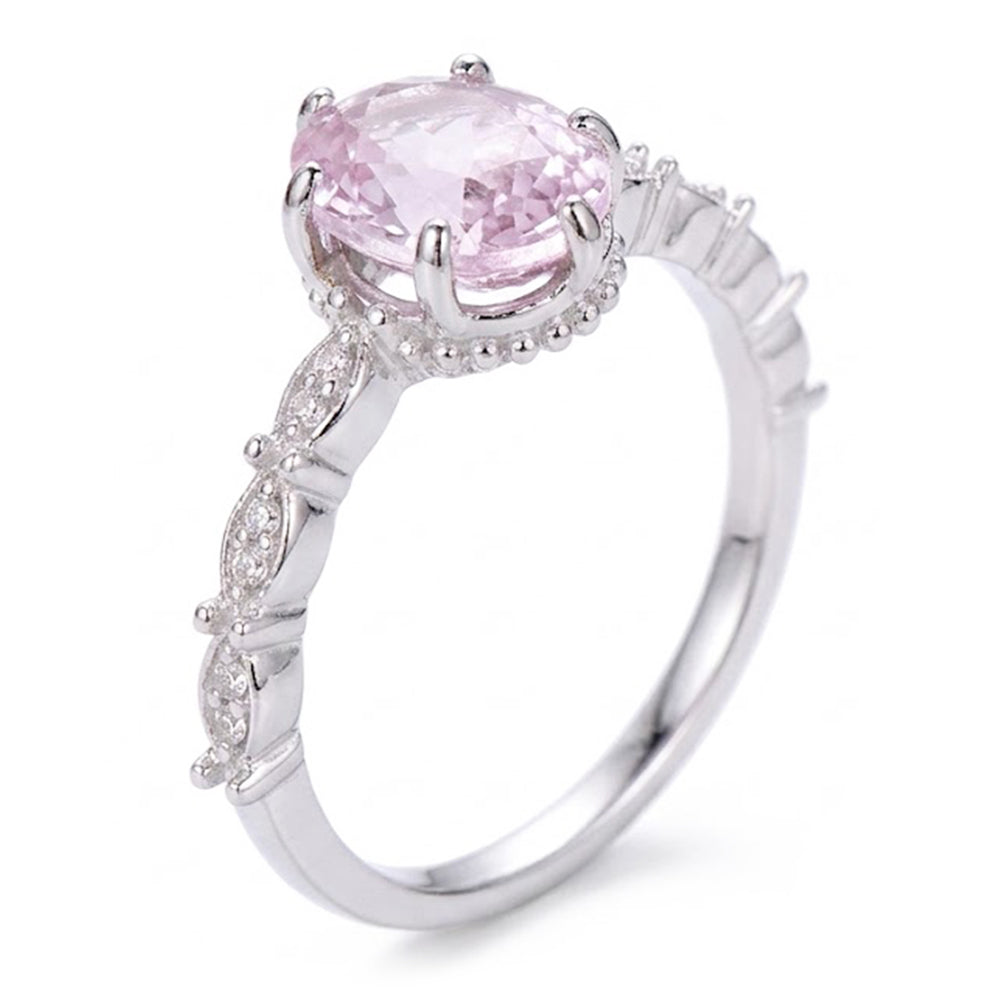 14K White Gold Kunzite With Natural Earth Mined Diamonds 15.65 Carats Ring