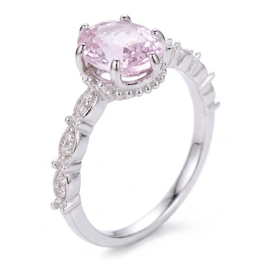 14K White Gold Kunzite With Natural Earth Mined Diamonds 15.65 Carats Ring