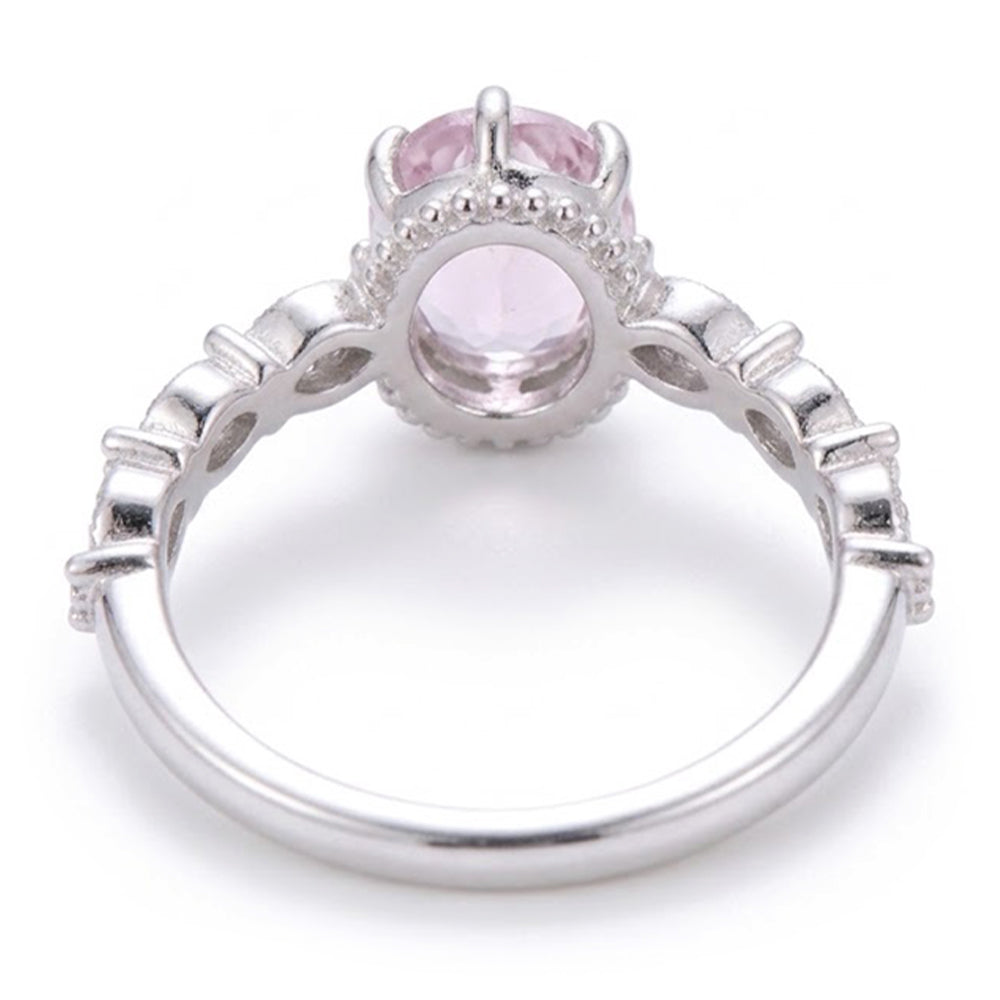 14K White Gold Kunzite With Natural Earth Mined Diamonds 15.65 Carats Ring