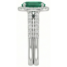 14K White Gold Ladies Green Emerald & Natural Earth Mined Diamond Ring 4.55 Carats Fine Jewellery
