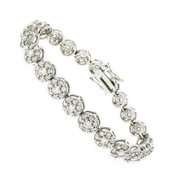 14K White Gold Lady Bracelet Solid Gold Jewelry Natural 8 Carats